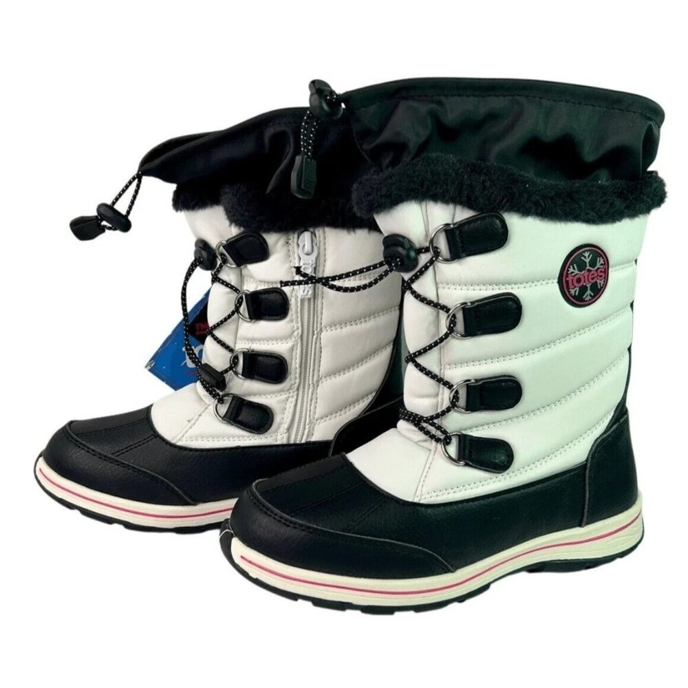 Totes Kids Girls Alpine Mackenzie Winter Boots White & Black Thermolite Size 1M - Picture 5 of 7